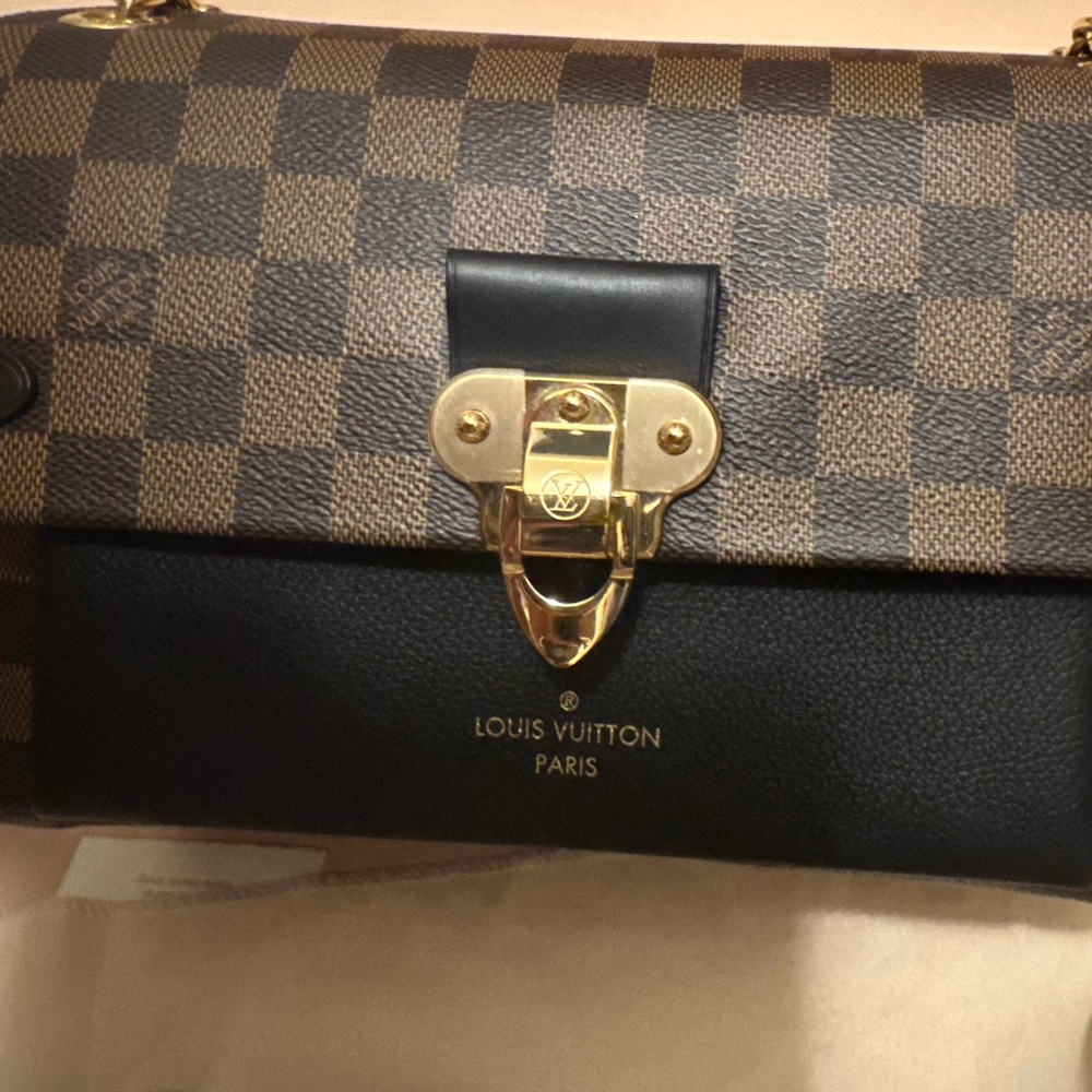 Louis Vuitton Damier Ebene and Black Shoulder Bag